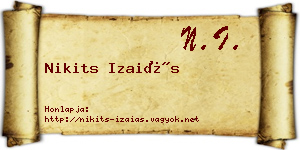 Nikits Izaiás névjegykártya